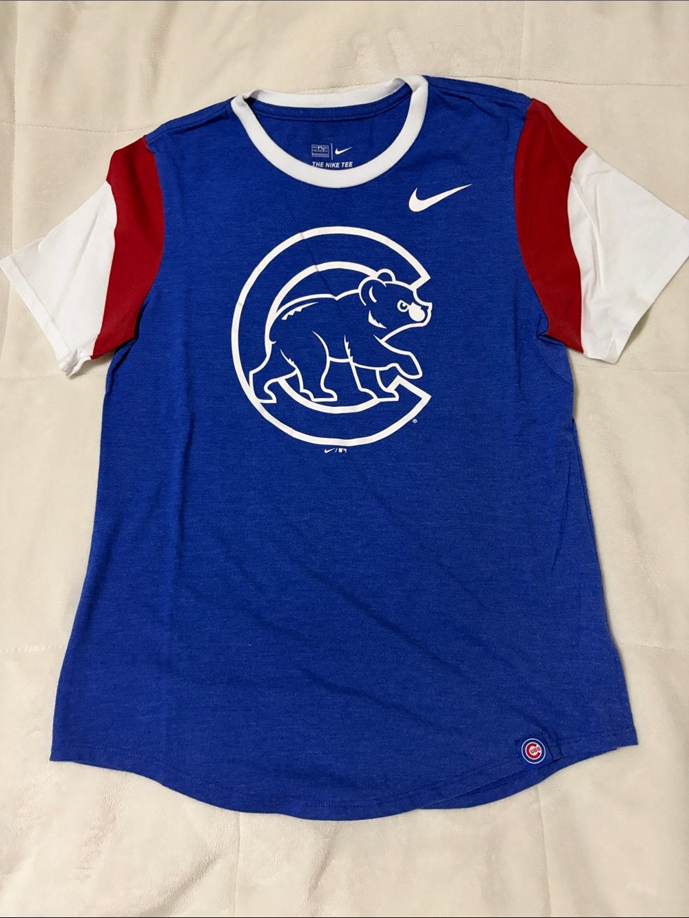 Nike Womens Chicago Cubs Blue Logo Tee - Blue/Red/White